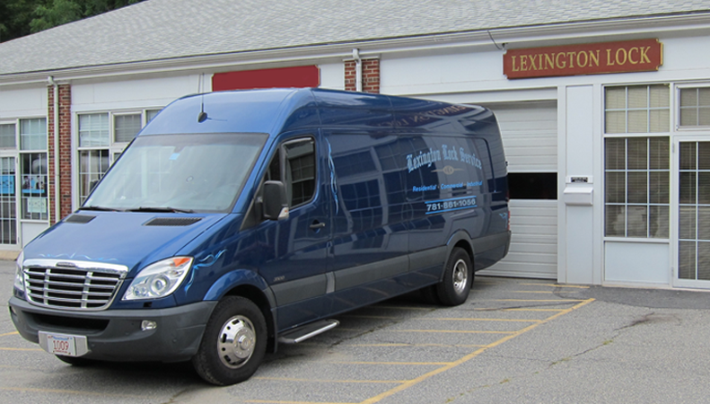 The Lexington Lock Service van outside the Bedford Street shop