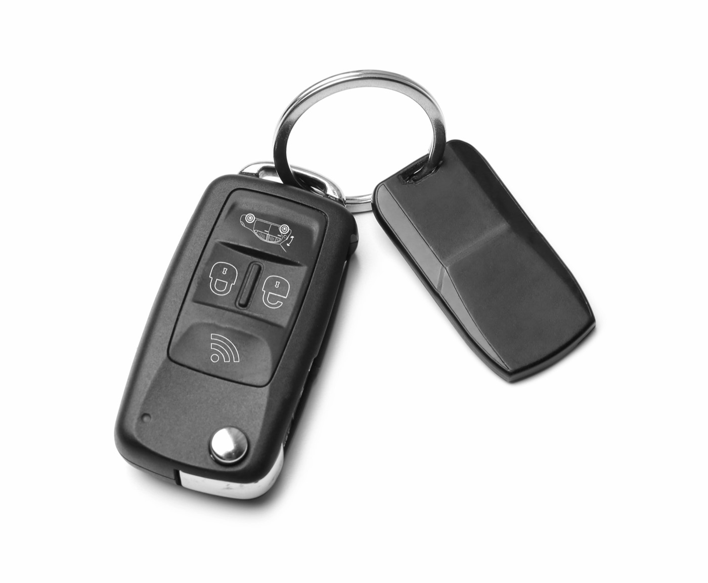 A flip-style transponder key and a proximity fob